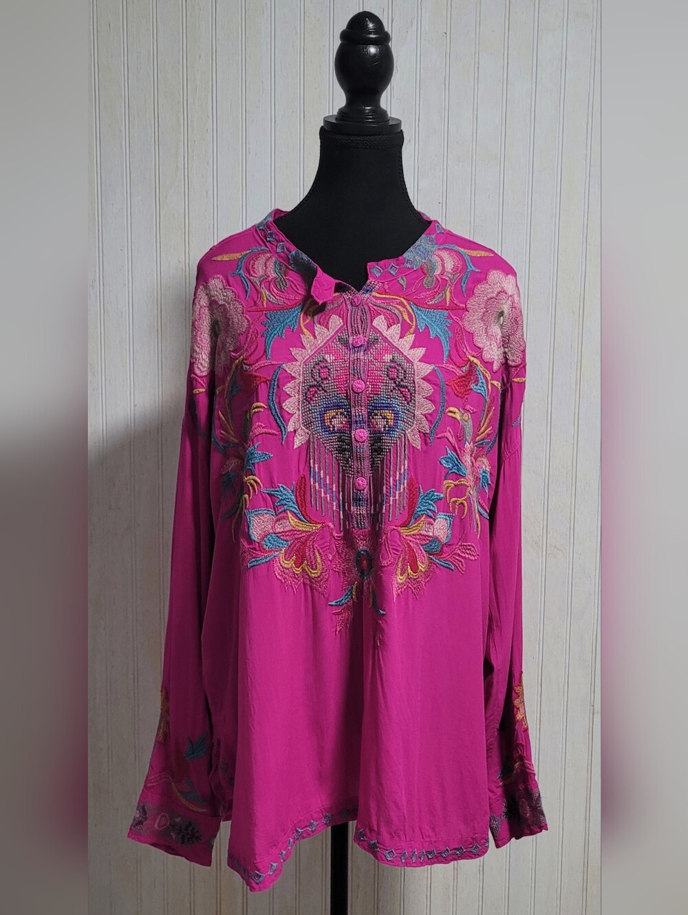 ​NWT Johnny Was Biya Esmerelda Boho Relaxed Oversized Blouse Pink Size Small